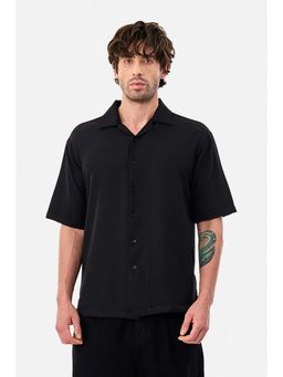 Snitch - Black Textured Half Sleeves Boxy Casual Shirt for Men