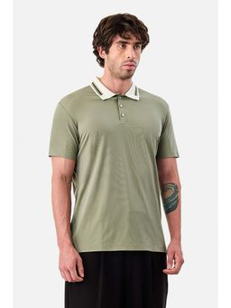 Snitch - Olive Solid Half Sleeves Regular Casual Polo T-shirt for Men