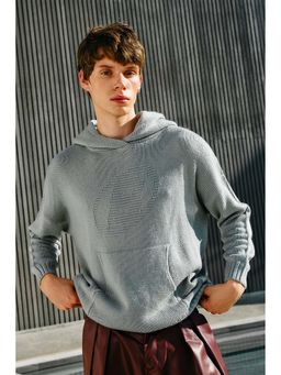 Bonkers Corner - Pebble Grey Knit Hoodie for Men