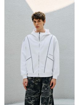 Bonkers Corner - White Contour Zip Hoodie for Men