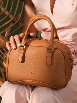 Inc.5 - Womens Tan Casual Textured Handbag with Detachable Strap