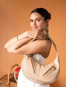 Inc.5 - Womens Beige Party Solid Shoulder Bag