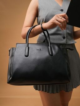 Inc.5 - Womens Black Casual Solid Pattern Handbag with Detachable Strap