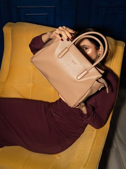 Inc.5 - Womens Beige Casual Solid Handbag with Detachable Strap