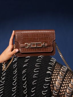 Inc.5 - Womens Brown Party Textured Sling Bag