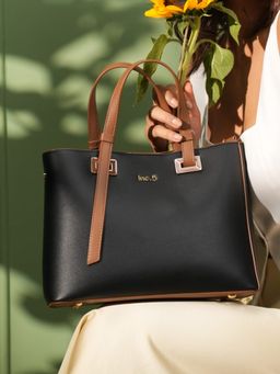 Inc.5 - Womens Black Casual Solid Handbag with Detachable Strap