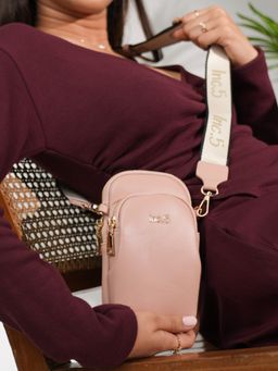 Inc.5 - Womens Peach Casual Solid Sling Bag