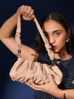 Inc.5 - Womens Beige Party Textured Handbag