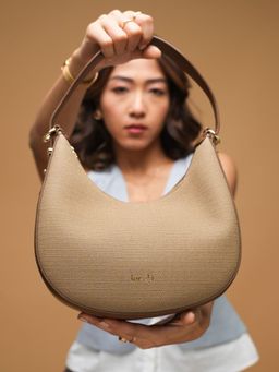 Inc.5 - Womens Brown Party Textured Shoulder Bag with Detachable Strap