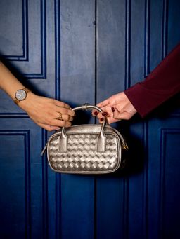 Inc.5 - Womens Grey Party Textured Pattern Handbag with Detachable Strap