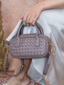 Inc.5 - Womens Brown Party Textured Handbag with Detachable Strap