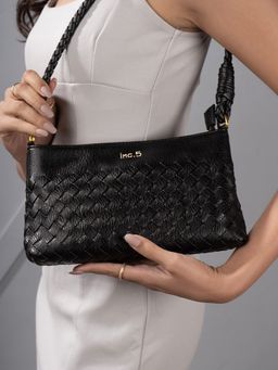 Inc.5 - Womens Black Party Textured Sling Bag