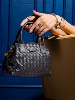 Inc.5 - Womens Grey Party Textured Handbag with Detachable Strap