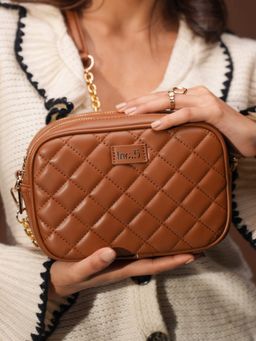 Inc.5 - Womens Tan Party Textured Sling Bag