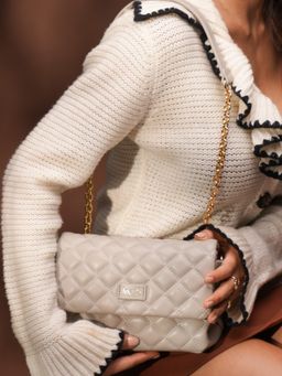 Inc.5 - Womens Grey Party Textured Sling Bag