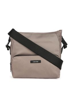 Calvin Klein - Solid Beige Polyester Crossbody Bag