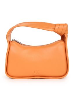 Calvin Klein - Solid Orange Polyester Baguette Shoulder Bag