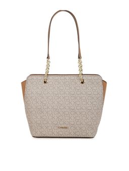 Calvin Klein - Logo Beige Pvc Tote Bag