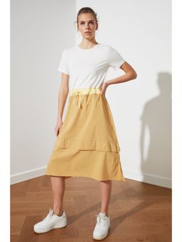 Trendyol - Womens White & Brown Colorblock Midi Dress
