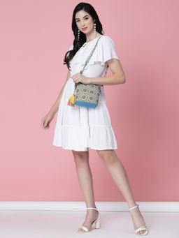 Anekaant - Rangoli Blue, Yellow & Multi Graphic Printed Polycotton Sling Bag