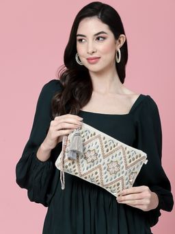 Anekaant - Boho Natural & Off White Handloom Cotton Sling Bag