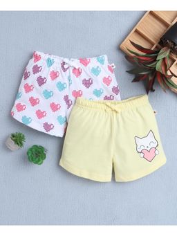 Bumzee - Yellow and White Girls Shorts (Pack of 2)