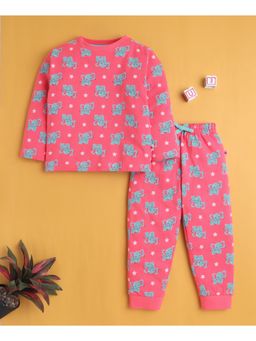 Bumzee - Pink Girls Full Sleeves Cotton T-Shirt and Pyjama