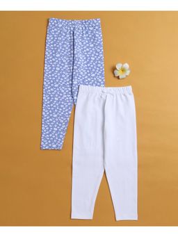 Bumzee - Girls Leggings White and Blue (Pack of 2)