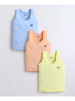 Bumzee - Boys Sleeveless Vest Yellow and Sky Blue (Pack of 3)