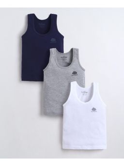 Bumzee - Boys Sleeveless Vest White and Grey (Pack of 3)