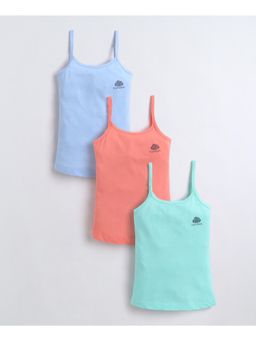Bumzee - Sky Blue and Mint Girls Cotton Camisole Slip (Pack of 3)