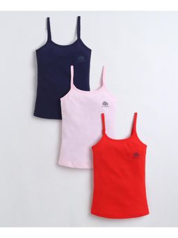 Bumzee - Red and Pink Girls Cotton Camisole Slip (Pack of 3)