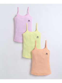 Bumzee - Yellow and Lavender Girls Cotton Camisole Slip (Pack of 3)