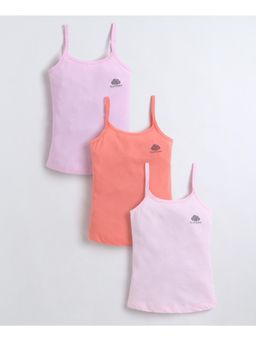 Bumzee - Pink and Lavender Girls Cotton Camisole Slip (Pack of 3)