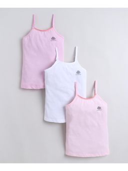 Bumzee - Pink and White Girls Cotton Camisole Slip (Pack of 3)