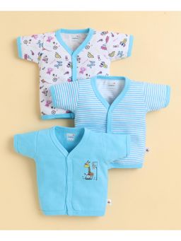 Bumzee - Girls Half Sleeves Jabla Blue and White (Pack of 3)