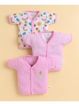 Bumzee - Girls Half Sleeves Jabla Pink and White (Pack of 3)