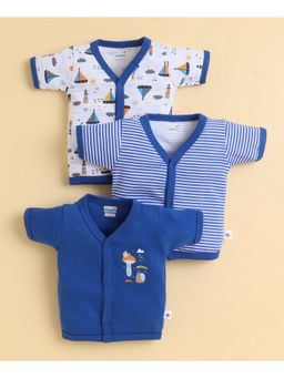 Bumzee - Boys Half Sleeves Jabla Royal Blue and White (Pack of 3)