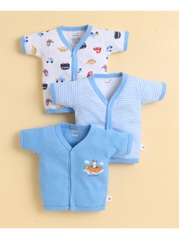 Bumzee - Boys Half Sleeves Jabla Sky Blue and White (Pack of 3)