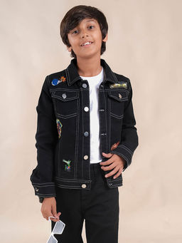 KiddoPanti - Boys Full Sleeves Denim Jacket with Applique
