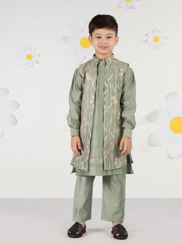 Vastramay - Boys Silk Embroidered Kurta with Jacket and Pant