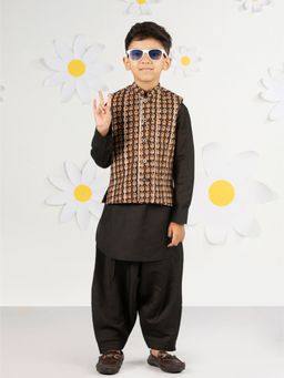 Vastramay - Boys Cotton Printed Kurta with Jacket and Patiala