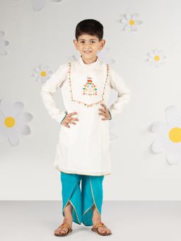 Vastramay - Boys Silk Embroidered Kurta with Dhoti