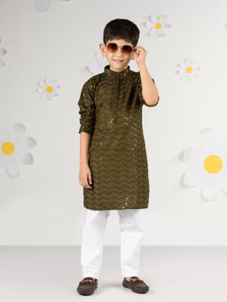 Vastramay - Boys Viscose Embellished Kurta with Pyjama
