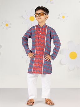 Vastramay - Boys Cotton Printed Kurta with Pyjama
