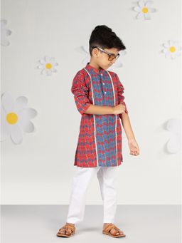 Vastramay - Boys Cotton Printed Kurta with Pyjama