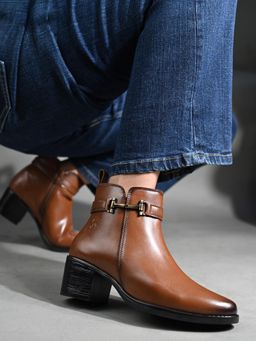 Louis Stitch - Women's Black Elegant Mid-Top Antique Zipper Slip-On Casual Boots