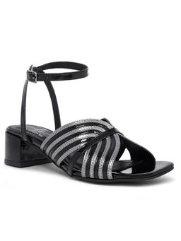 London Rag - Women Square Toe Criss-Cross Ankle Strap Sandal Heels - Black