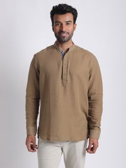 AAVYAM - Men Solid Beige Shirt