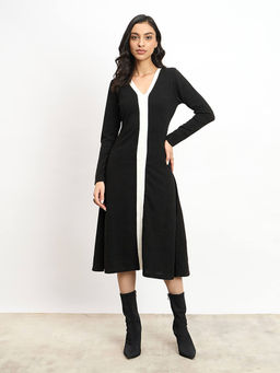 SALT Attire - Katherine Black V-Neck Knee Length Dress